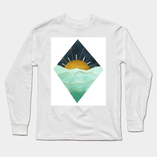 Green and Gold Sunset Long Sleeve T-Shirt
